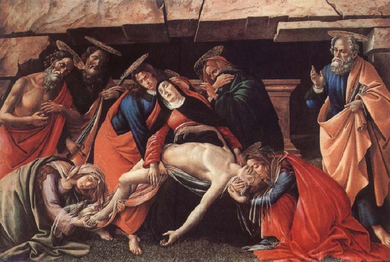 Sandro Botticelli Lamentation over the Dead Christ with Saints